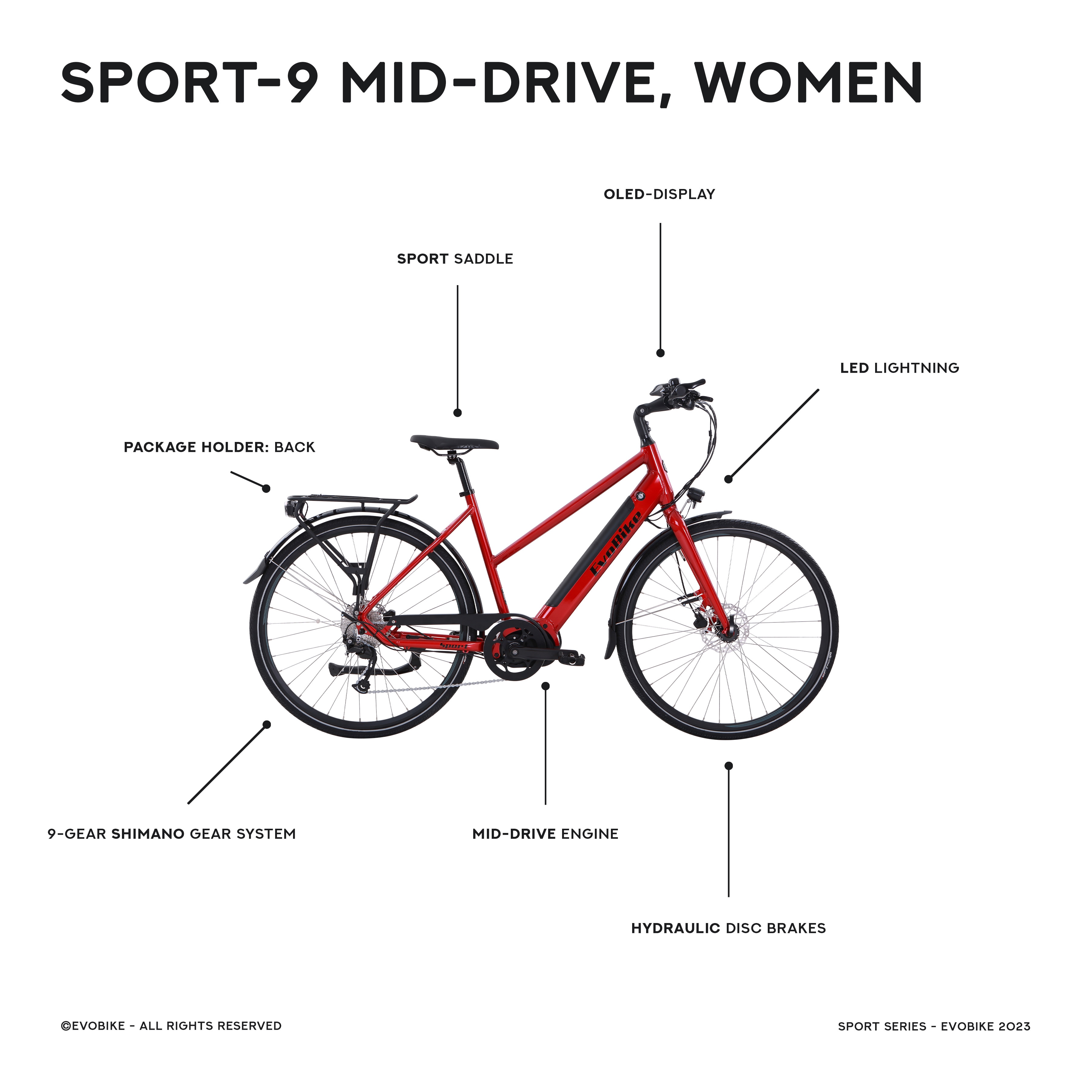 EvoBike SPORT-9 Mid-Drive - Naisten